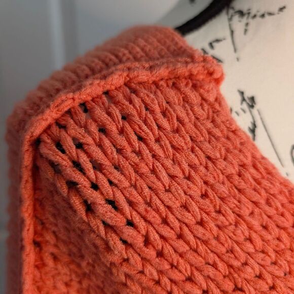 We The Free Orange V-Neck Sweater Chunky Knit - Picture 3 of 7